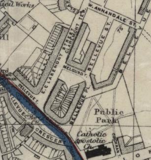 Old map showing location of Claremont Terrace.