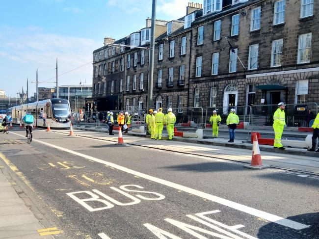 Tram being tested in York Place