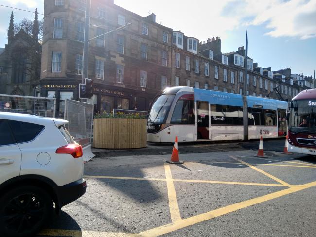 Tram testing in York Place, 2022-03-24